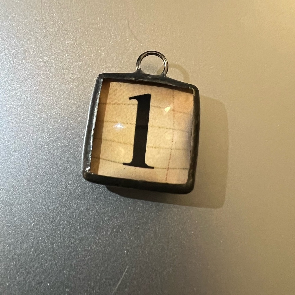 Notebook Initial Square Glass Bubble Pendant - image 2